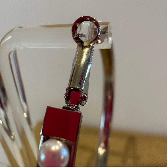 NWT Fashion Accents Earrings - Big Hoops silver tone covered in faux pearls - Picture 9 of 12